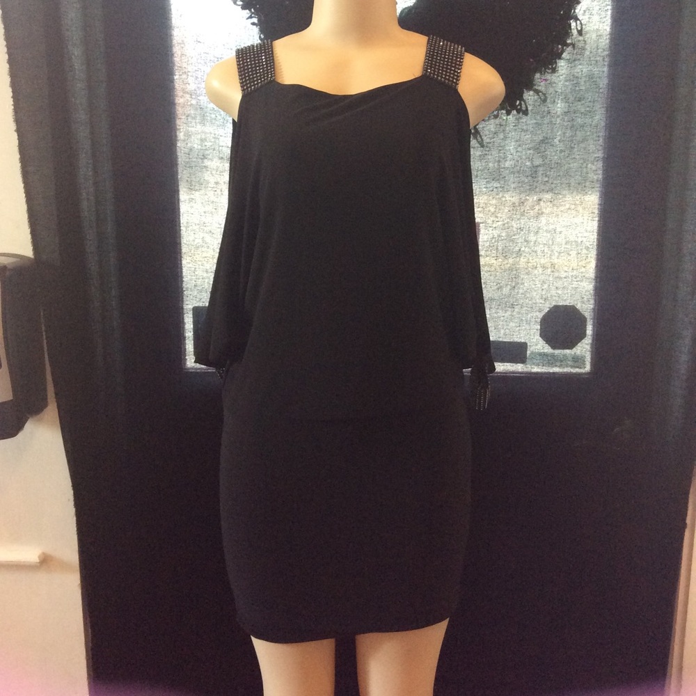 Betsy&Adam Cold-Shoulder Embellished Blouson Dress